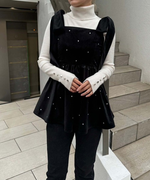 one after another NICE CLAUP（ワンアフターアナザーナイスクラップ）の「アソートビスチェ/セットアップのショートパンツあり（キャミソール・レディース・ブラック/グレー系その他/オフホワイト・FREE）」の6枚目の写真