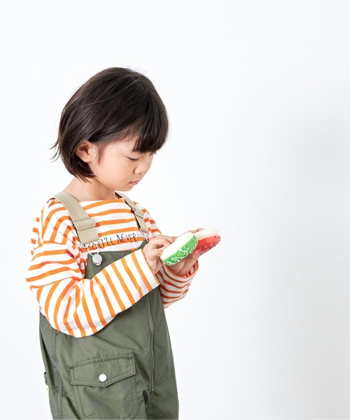 MAKE YOUR DAY（メイクユアデイ）の「ボーダーラクガキ長袖Tシャツ■80～140cm（Tシャツ/カットソー・キッズ・グリーン/イエロー/オレンジ・140/90/110/100/120/130/80）」の4枚目の写真