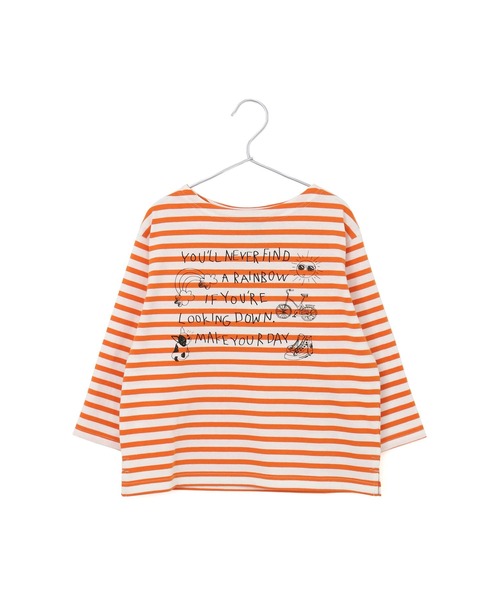 MAKE YOUR DAY（メイクユアデイ）の「ボーダーラクガキ長袖Tシャツ■80～140cm（Tシャツ/カットソー・キッズ・グリーン/イエロー/オレンジ・140/90/110/100/120/130/80）」の8枚目の写真