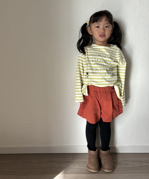 MAKE YOUR DAY（メイクユアデイ）の「ボーダーラクガキ長袖Tシャツ■80～140cm（Tシャツ/カットソー・キッズ・グリーン/イエロー/オレンジ・140/90/110/100/120/130/80）」の16枚目の写真