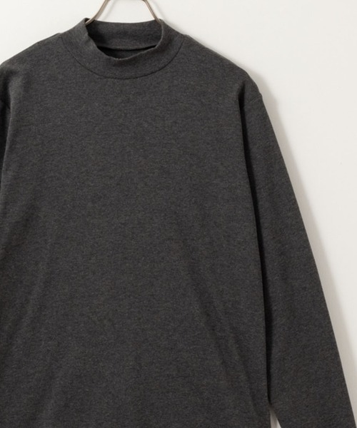 NAVY（ネイビー）の「NAVY 無地スムースモックネック ソフトタッチ長袖Tシャツ（Tシャツ/カットソー・メンズ・ホワイト/グレイッシュベージュ/ブラック/チャコールグレー/キャメル・XXL/S/M/XL/L）」の3枚目の写真