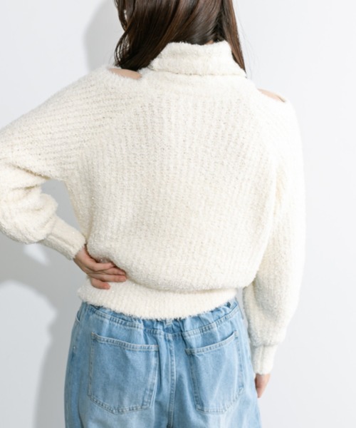OLIVE des OLIVE(オリーブデオリーブ)の「肌見せタートルニット 1032050450(ニット/セーター・レディース・アイボリー/ブルー/ライトグレー・FREE)」の9枚目の写真
