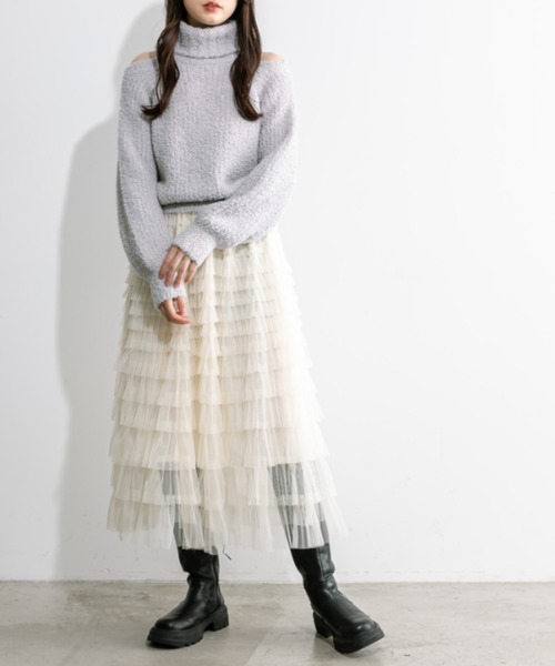 OLIVE des OLIVE(オリーブデオリーブ)の「肌見せタートルニット 1032050450(ニット/セーター・レディース・アイボリー/ブルー/ライトグレー・FREE)」の10枚目の写真