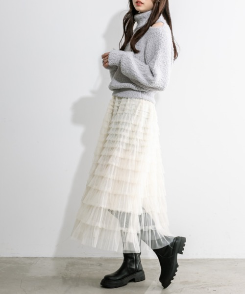 OLIVE des OLIVE(オリーブデオリーブ)の「肌見せタートルニット 1032050450(ニット/セーター・レディース・アイボリー/ブルー/ライトグレー・FREE)」の11枚目の写真