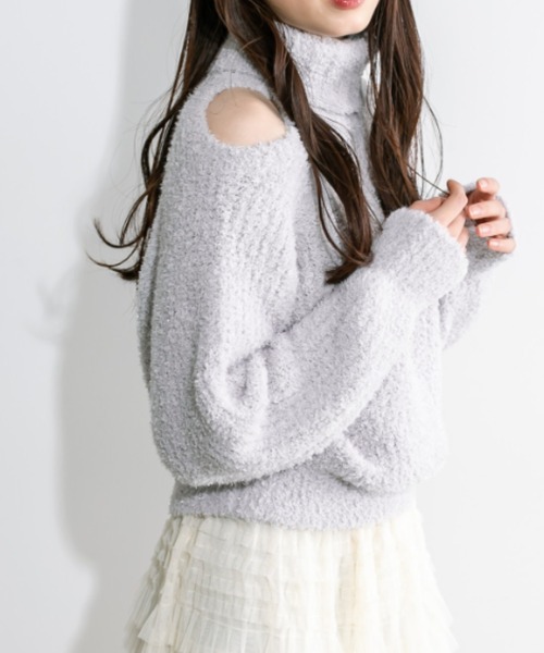 OLIVE des OLIVE(オリーブデオリーブ)の「肌見せタートルニット 1032050450(ニット/セーター・レディース・アイボリー/ブルー/ライトグレー・FREE)」の14枚目の写真