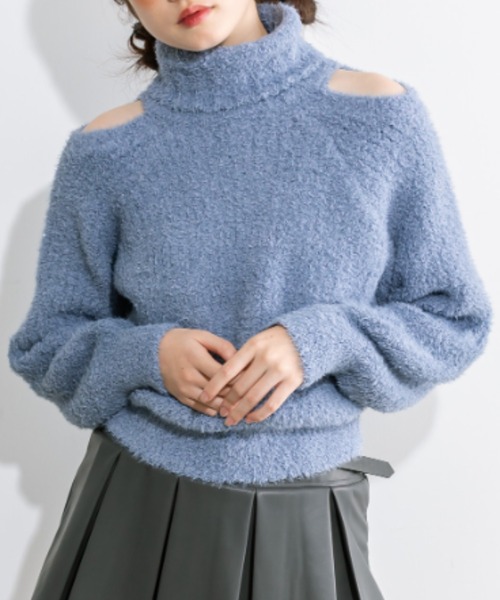 OLIVE des OLIVE(オリーブデオリーブ)の「肌見せタートルニット 1032050450(ニット/セーター・レディース・アイボリー/ブルー/ライトグレー・FREE)」の19枚目の写真
