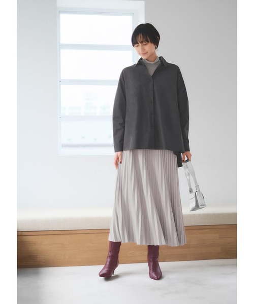 STYLE DELI(スタイルデリ)の「ハリ感テントラインシャツ(シャツ/ブラウス・レディース・ホワイト/ベージュ/チャコール・FREE)」の13枚目の写真