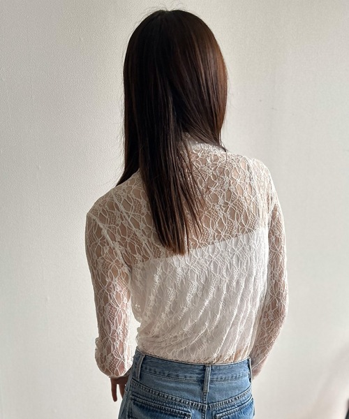 Kotoe（コトエ）の「総レース ハイネックトップス シアーカットソー（Tシャツ/カットソー・レディース・オフホワイト/ブラック/ホワイト・FREE）」の11枚目の写真