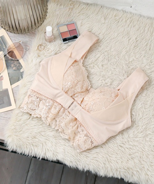 Honeys（ハニーズ）の「ナイトブラ 睡眠中のバスト横流れカバー。24時間OK。ノンワイヤー×ホールド。美胸。しっかり脇高（ナイトブラ・レディース・ブルーグレー/ベージュ/ミント/ピンク/ブラック/アイボリー/ネイビー/ボルドー/ライトピンク・3L/SS/LL/L/M/S）」の19枚目の写真