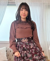 薔薇装飾プチフリルニット