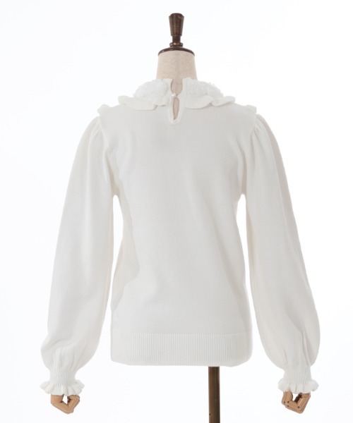 axes femme（アクシーズファム）の「薔薇装飾プチフリルニット（ニット/セーター・レディース・ブラウン/ホワイト/ワイン・FREE）」の9枚目の写真