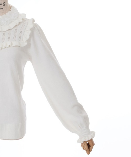 axes femme（アクシーズファム）の「薔薇装飾プチフリルニット（ニット/セーター・レディース・ブラウン/ホワイト/ワイン・FREE）」の15枚目の写真