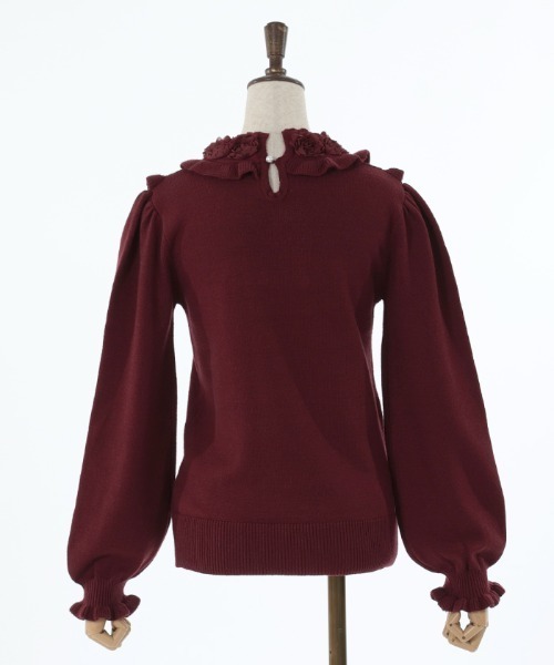 axes femme（アクシーズファム）の「薔薇装飾プチフリルニット（ニット/セーター・レディース・ブラウン/ホワイト/ワイン・FREE）」の18枚目の写真