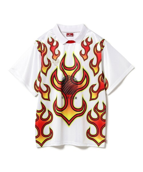 Hellrazor(ヘルレイザー)の「HELLRAZOR / FIRE SOCCER JERSEY(Tシャツ/カットソー・メンズ・ホワイト・L/XL/M)」の1枚目の写真