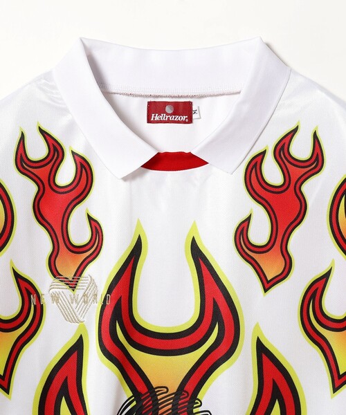 Hellrazor(ヘルレイザー)の「HELLRAZOR / FIRE SOCCER JERSEY(Tシャツ/カットソー・メンズ・ホワイト・L/XL/M)」の3枚目の写真