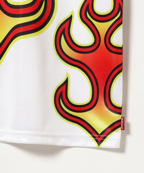 Hellrazor(ヘルレイザー)の「HELLRAZOR / FIRE SOCCER JERSEY(Tシャツ/カットソー・メンズ・ホワイト・L/XL/M)」の4枚目の写真