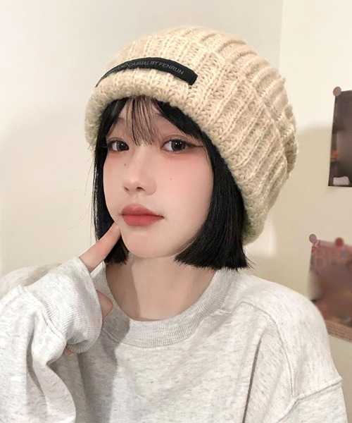 Miniministore(ミニミニストア)の「カラーニット帽子 レディース 7色(ニットキャップ/ビーニー・レディース・レッド/モスグリーン/ベージュ/ロイヤルブルー/チャコールグレー/ブラック/ブラウン・FREE)」の5枚目の写真