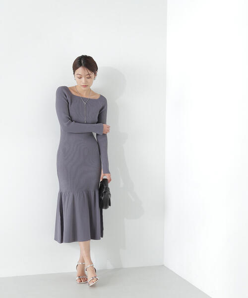 NATURAL BEAUTY BASIC（ナチュラルビューティーベーシック）の「◇ティアードリブニットワンピース（ワンピース・レディース・イエロー/グレー/チャコールグレー・MEDIUM）」の14枚目の写真