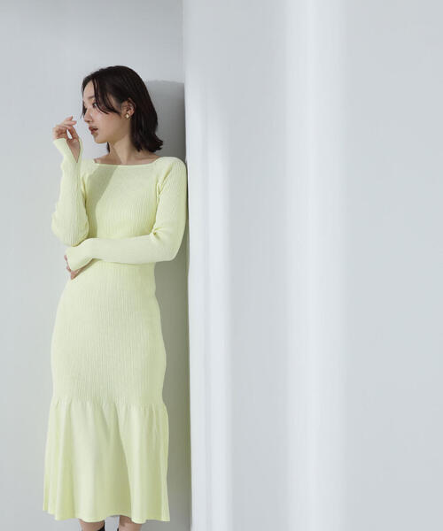 NATURAL BEAUTY BASIC（ナチュラルビューティーベーシック）の「◇ティアードリブニットワンピース（ワンピース・レディース・イエロー/グレー/チャコールグレー・MEDIUM）」の22枚目の写真