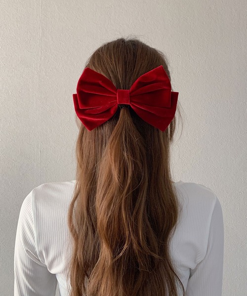 SHEPP（シープ）の「ベロアリボン ヘアクリップ（バレッタ/ヘアクリップ・レディース・ブラック/ワイン/レッド・FREE）」の10枚目の写真