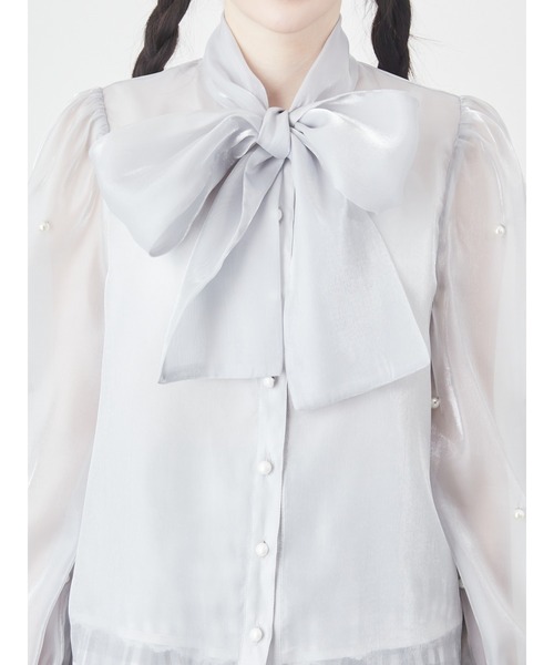 Ank Rouge(アンクルージュ)の「シアーパールブラウス(シャツ/ブラウス・レディース・ブラック/ホワイト/ブルー・M)」の4枚目の写真