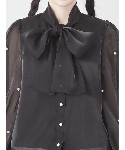 Ank Rouge(アンクルージュ)の「シアーパールブラウス(シャツ/ブラウス・レディース・ブラック/ホワイト/ブルー・M)」の8枚目の写真