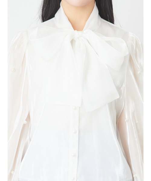 Ank Rouge(アンクルージュ)の「シアーパールブラウス(シャツ/ブラウス・レディース・ブラック/ホワイト/ブルー・M)」の9枚目の写真