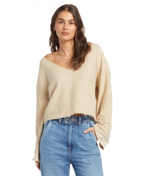 ROXY(ロキシー)の「MADE FOR YOU V-NECK/ロキシーセットアップ対応オーバーサイズVネックパイル素材ニットカットソー(ニット/セーター・レディース・ブラウン/オフホワイト・MEDIUM/SMALL/X-SMALL)」の10枚目の写真
