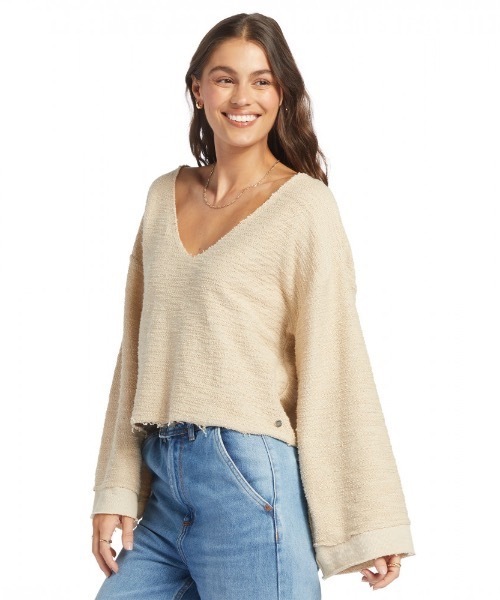 ROXY(ロキシー)の「MADE FOR YOU V-NECK/ロキシーセットアップ対応オーバーサイズVネックパイル素材ニットカットソー(ニット/セーター・レディース・ブラウン/オフホワイト・MEDIUM/SMALL/X-SMALL)」の17枚目の写真