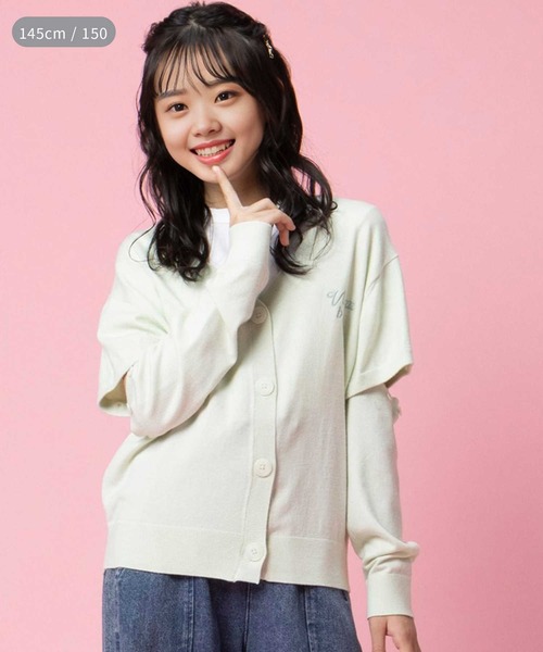 Right-on（ライトオン）の「【VIVIAN BLUE】３Ｗａｙニットカーディガン（カーディガン/ボレロ・キッズ・ライム/ブルー・150/140/130/120）」の2枚目の写真