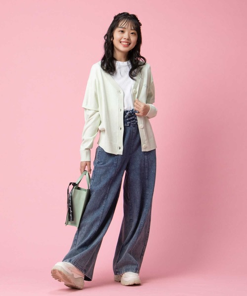 Right-on（ライトオン）の「【VIVIAN BLUE】３Ｗａｙニットカーディガン（カーディガン/ボレロ・キッズ・ライム/ブルー・150/140/130/120）」の7枚目の写真