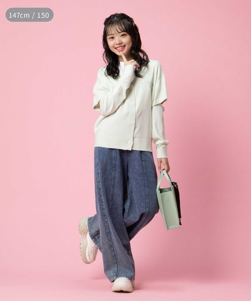 Right-on（ライトオン）の「【VIVIAN BLUE】３Ｗａｙニットカーディガン（カーディガン/ボレロ・キッズ・ライム/ブルー・150/140/130/120）」の4枚目の写真