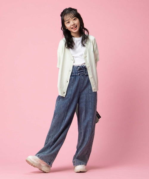 Right-on（ライトオン）の「【VIVIAN BLUE】３Ｗａｙニットカーディガン（カーディガン/ボレロ・キッズ・ライム/ブルー・150/140/130/120）」の10枚目の写真