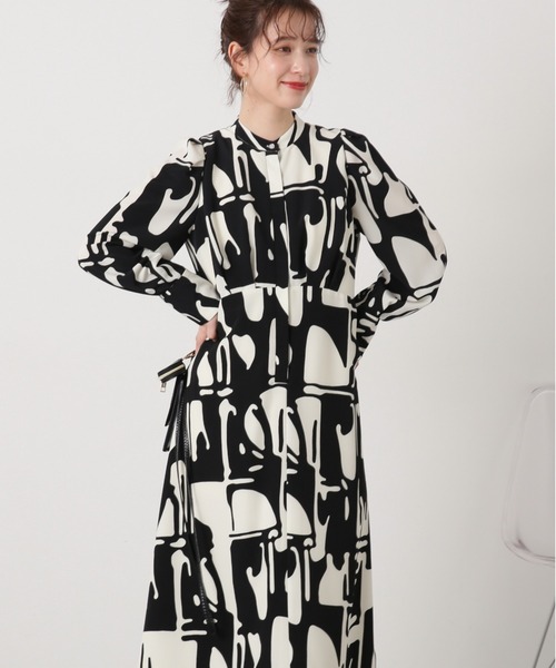 N.(N. Natural Beauty Basic)(エヌエヌナチュラルビューティーベーシック)の「◆【S Size Line】アートプリントワンピース(ワンピース・レディース・ベージュ系その他/ブラック系その他・SMALL/MEDIUM)」の1枚目の写真