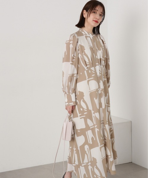 N.(N. Natural Beauty Basic)(エヌエヌナチュラルビューティーベーシック)の「◆【S Size Line】アートプリントワンピース(ワンピース・レディース・ベージュ系その他/ブラック系その他・SMALL/MEDIUM)」の2枚目の写真