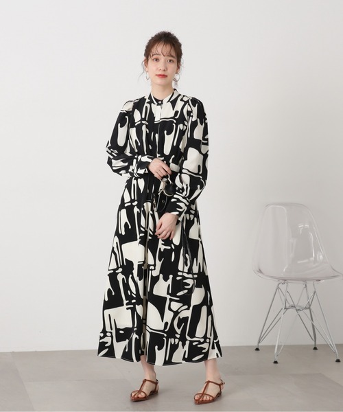 N.(N. Natural Beauty Basic)(エヌエヌナチュラルビューティーベーシック)の「◆【S Size Line】アートプリントワンピース(ワンピース・レディース・ベージュ系その他/ブラック系その他・SMALL/MEDIUM)」の5枚目の写真