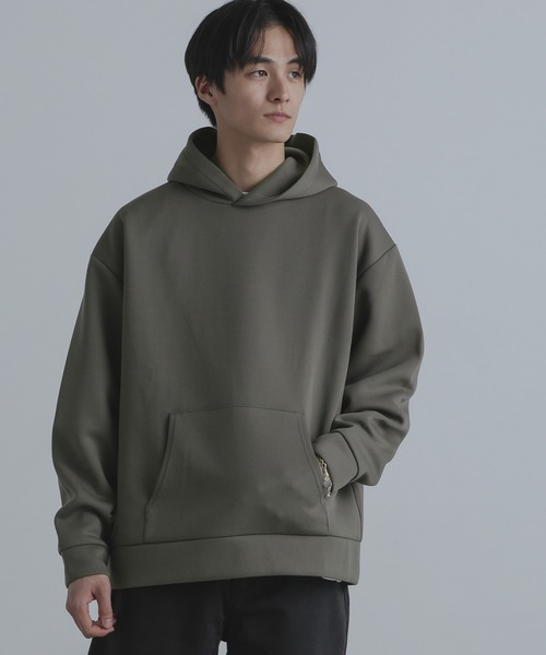 NANO universe(ナノユニバース)の「ボンディングリラックスフーディー(パーカー・メンズ・ブラック/ライトグレー/カーキ・M/L)」の1枚目の写真