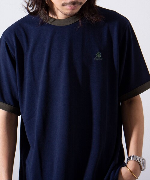 GEVACO（ゲバコ）の「【GEVACO/ゲバコ】ドライタッチ バイカラーネック リンガーT シャツ 鹿の子 ワンポイント刺繍（Tシャツ/カットソー・メンズ・アッシュグレー/ブラック/ネイビー・M/L）」の10枚目の写真