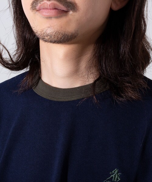 GEVACO（ゲバコ）の「【GEVACO/ゲバコ】ドライタッチ バイカラーネック リンガーT シャツ 鹿の子 ワンポイント刺繍（Tシャツ/カットソー・メンズ・アッシュグレー/ブラック/ネイビー・M/L）」の11枚目の写真