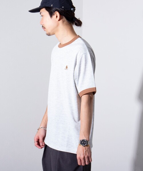 GEVACO（ゲバコ）の「【GEVACO/ゲバコ】ドライタッチ バイカラーネック リンガーT シャツ 鹿の子 ワンポイント刺繍（Tシャツ/カットソー・メンズ・アッシュグレー/ブラック/ネイビー・M/L）」の15枚目の写真