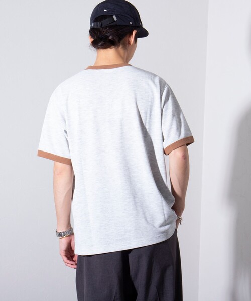 GEVACO（ゲバコ）の「【GEVACO/ゲバコ】ドライタッチ バイカラーネック リンガーT シャツ 鹿の子 ワンポイント刺繍（Tシャツ/カットソー・メンズ・アッシュグレー/ブラック/ネイビー・M/L）」の16枚目の写真