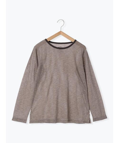 Samansa Mos2（サマンサ モスモス）の「スラブ天竺柄アソートシアーカットソー（Tシャツ/カットソー・レディース・ベージュ/オフホワイト/チャコールグレー/ブラック・F）」の4枚目の写真