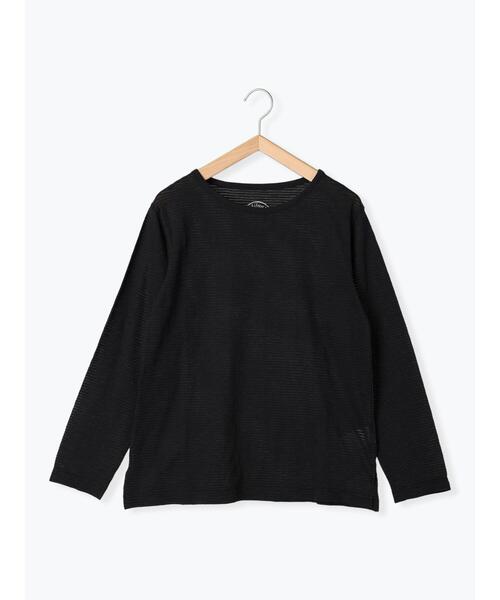 Samansa Mos2（サマンサ モスモス）の「スラブ天竺柄アソートシアーカットソー（Tシャツ/カットソー・レディース・ベージュ/オフホワイト/チャコールグレー/ブラック・F）」の3枚目の写真