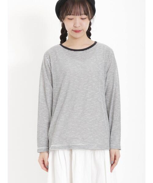 Samansa Mos2（サマンサ モスモス）の「スラブ天竺柄アソートシアーカットソー（Tシャツ/カットソー・レディース・ベージュ/オフホワイト/チャコールグレー/ブラック・F）」の16枚目の写真