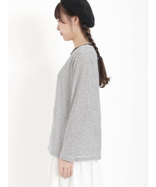 Samansa Mos2（サマンサ モスモス）の「スラブ天竺柄アソートシアーカットソー（Tシャツ/カットソー・レディース・ベージュ/オフホワイト/チャコールグレー/ブラック・F）」の17枚目の写真