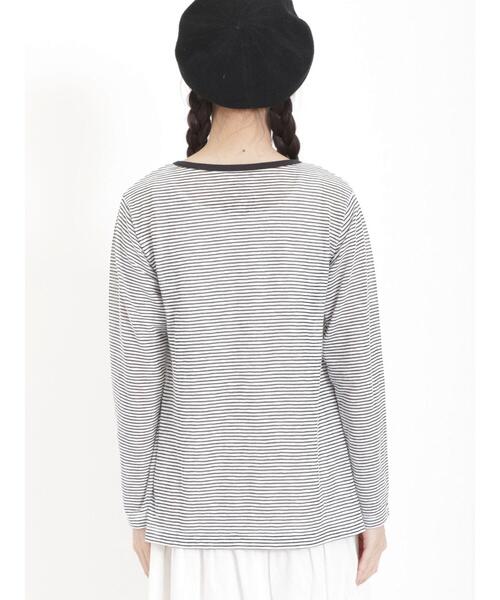 Samansa Mos2（サマンサ モスモス）の「スラブ天竺柄アソートシアーカットソー（Tシャツ/カットソー・レディース・ベージュ/オフホワイト/チャコールグレー/ブラック・F）」の18枚目の写真