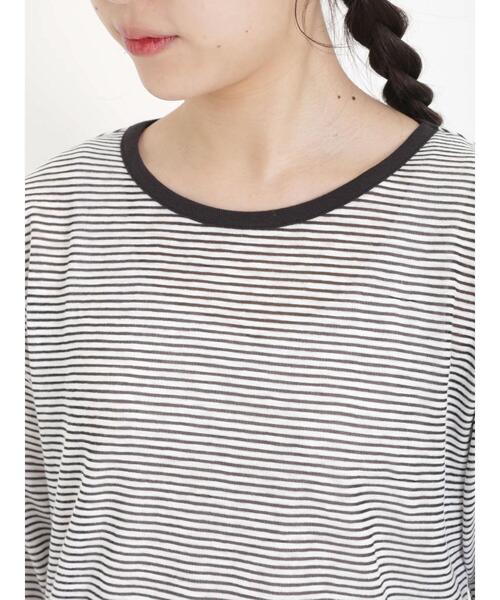 Samansa Mos2（サマンサ モスモス）の「スラブ天竺柄アソートシアーカットソー（Tシャツ/カットソー・レディース・ベージュ/オフホワイト/チャコールグレー/ブラック・F）」の19枚目の写真