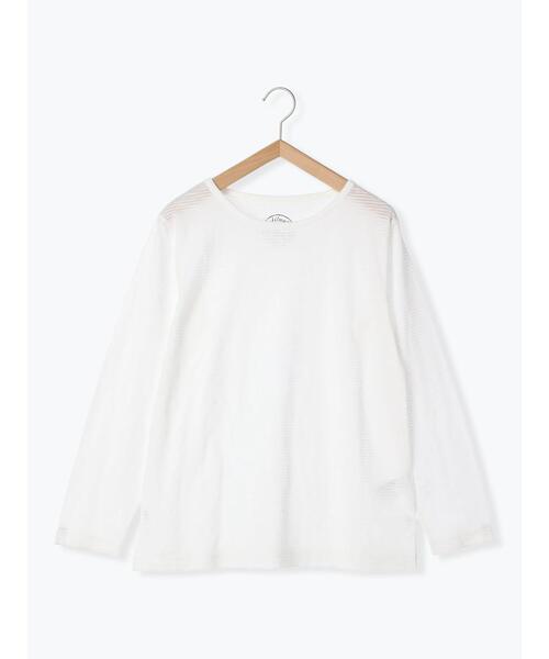 Samansa Mos2（サマンサ モスモス）の「スラブ天竺柄アソートシアーカットソー（Tシャツ/カットソー・レディース・ベージュ/オフホワイト/チャコールグレー/ブラック・F）」の13枚目の写真