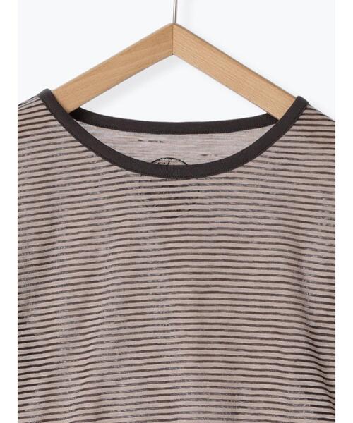 Samansa Mos2（サマンサ モスモス）の「スラブ天竺柄アソートシアーカットソー（Tシャツ/カットソー・レディース・ベージュ/オフホワイト/チャコールグレー/ブラック・F）」の5枚目の写真