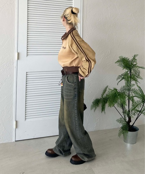 sedacle girl（セダクルガール）の「ヴィンテージライクウォッシングワイドデニム（デニムパンツ・レディース・インディゴブルー・LARGE/MEDIUM）」の8枚目の写真